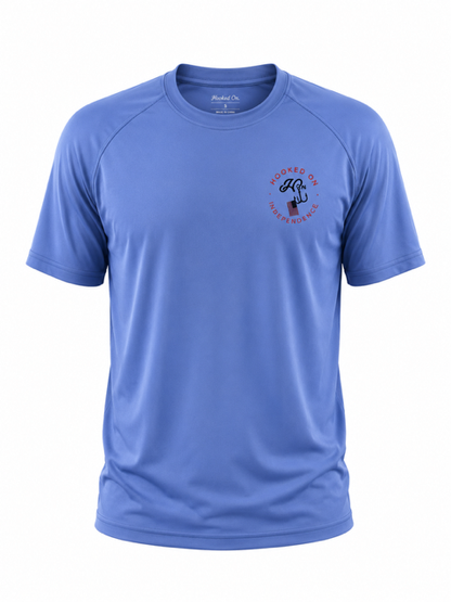 Hooked On Independence Short Sleeve Performance Tee /  Aqua Blue