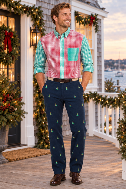 Pants / Harbor Stretch Navy Khaki / Xmas Tree