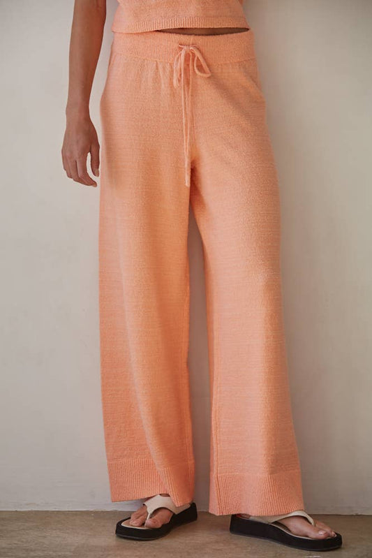 The Sweater Knit Wide Leg Pants / Soft Peach