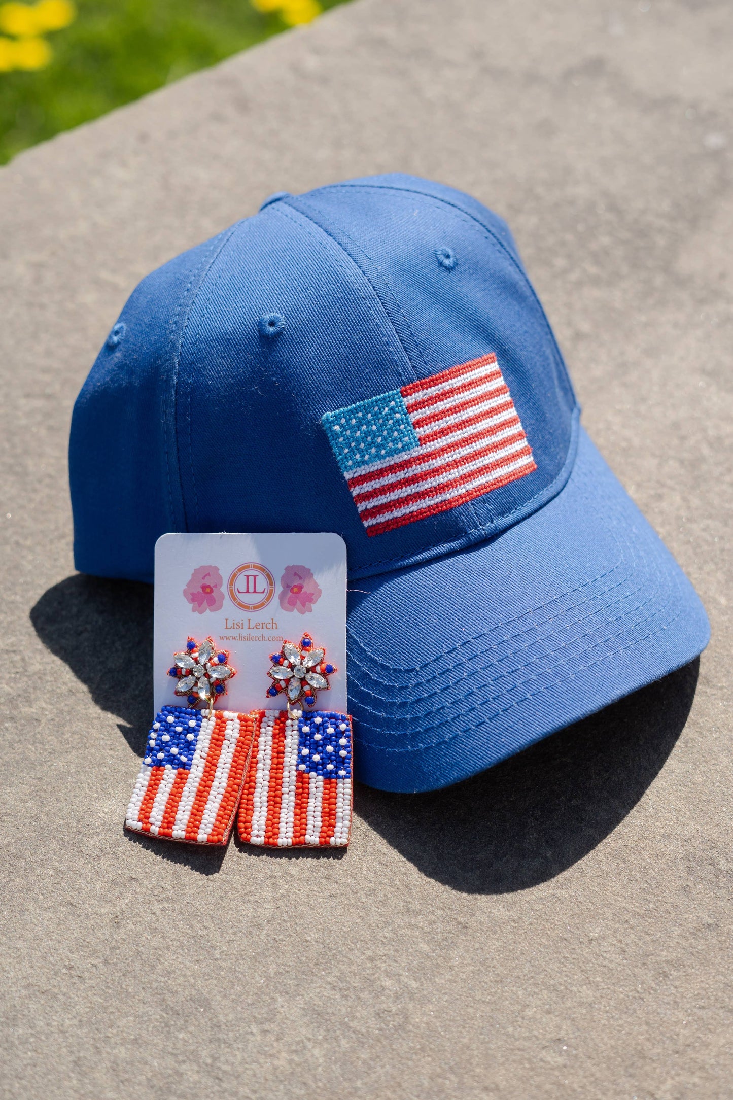 Earrings / American Flag Beaded