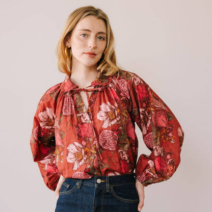 Tops / Pomegranate Floral Willa Top