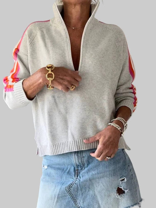 Tops /  Retro 1/2 Zip Cotton Sweater