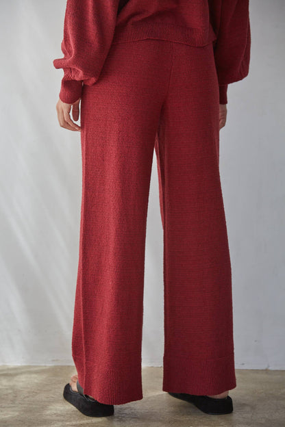 Pants / Sweater Knit Wide Leg / Wine