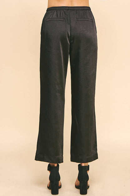 Satin Straight Leg Pant Navy