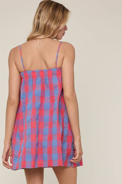 Dresses / Checkered Mini / Blue / Cherry