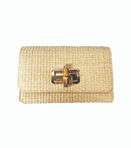 Lily Straw Clutch - Bamboo Closure 