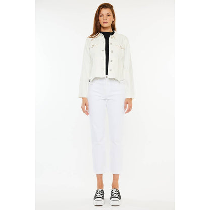 The Bianca Distressed Denim Jacket / White