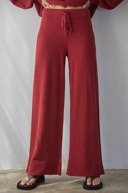 Pants / Sweater Knit Wide Leg / Wine