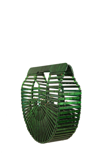 Acrylic Bamboo Clutch Handbag / Green