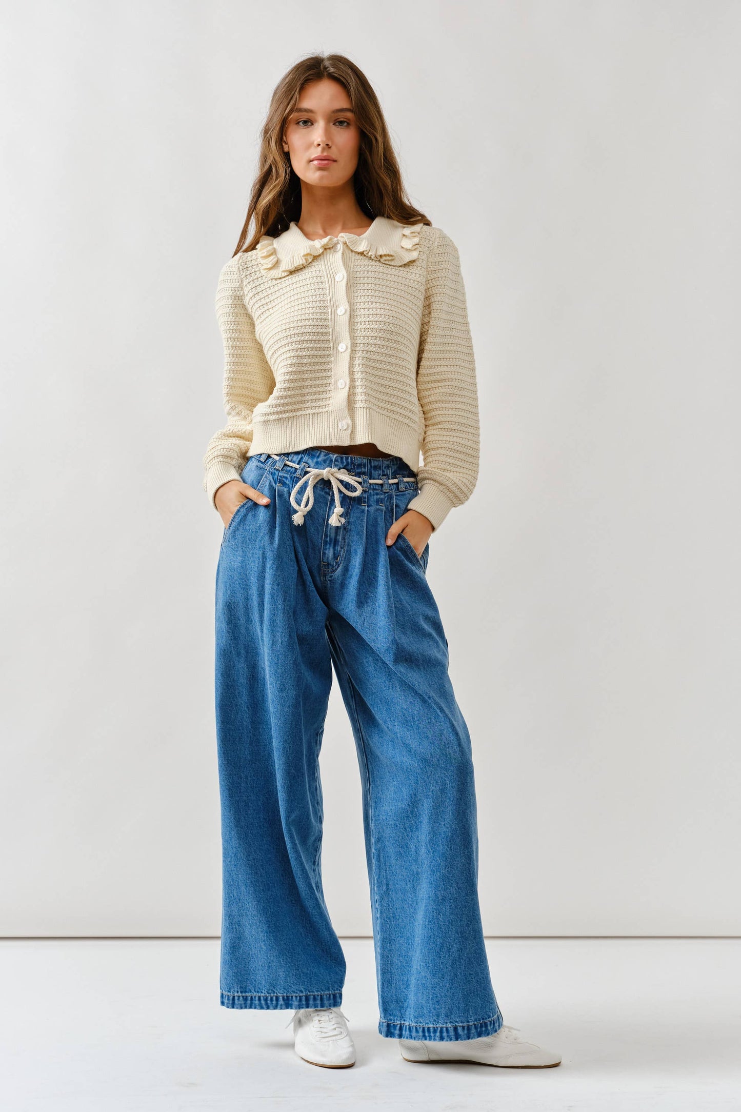 Ruffle Neck Cotton Cardi