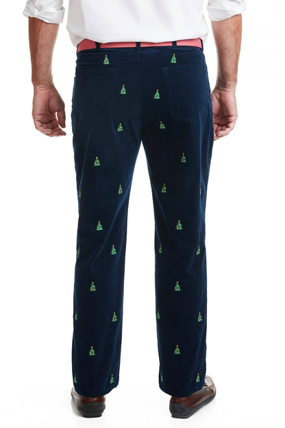 Castaway / The Wayfarer 5-Pocket Pinwale Cord / Navy w/ Christmas Tree