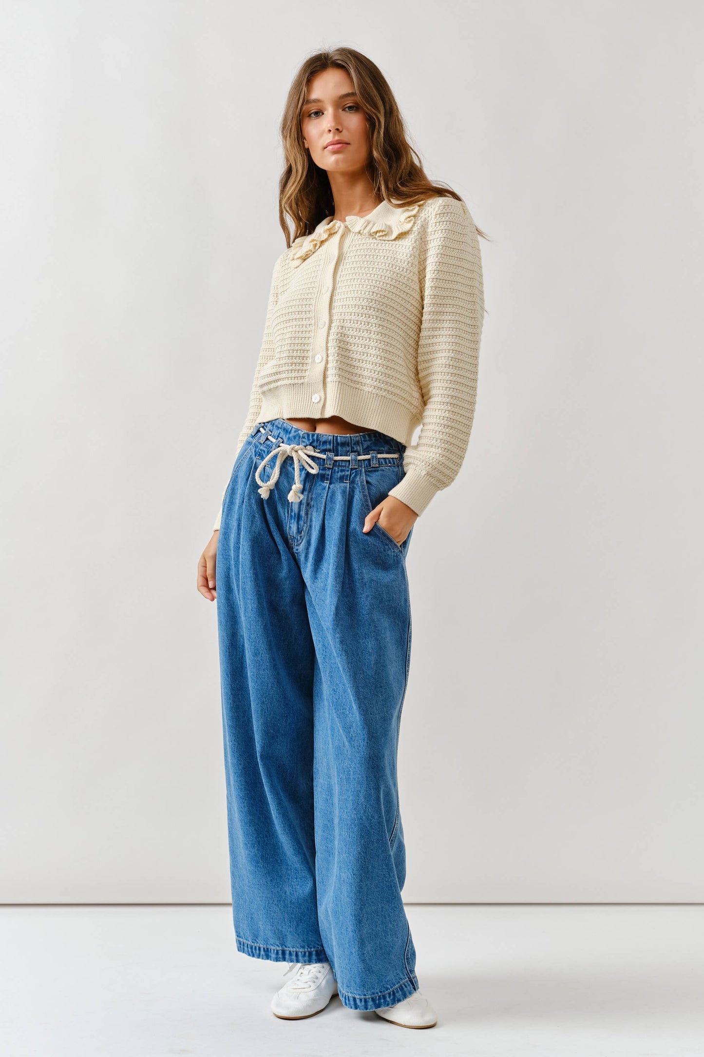 Ruffle Neck Cotton Cardi
