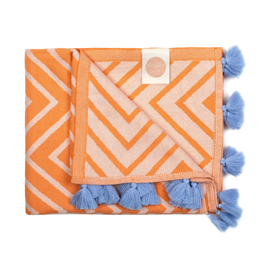 Turkish Beach Towel / Orange Zigzag