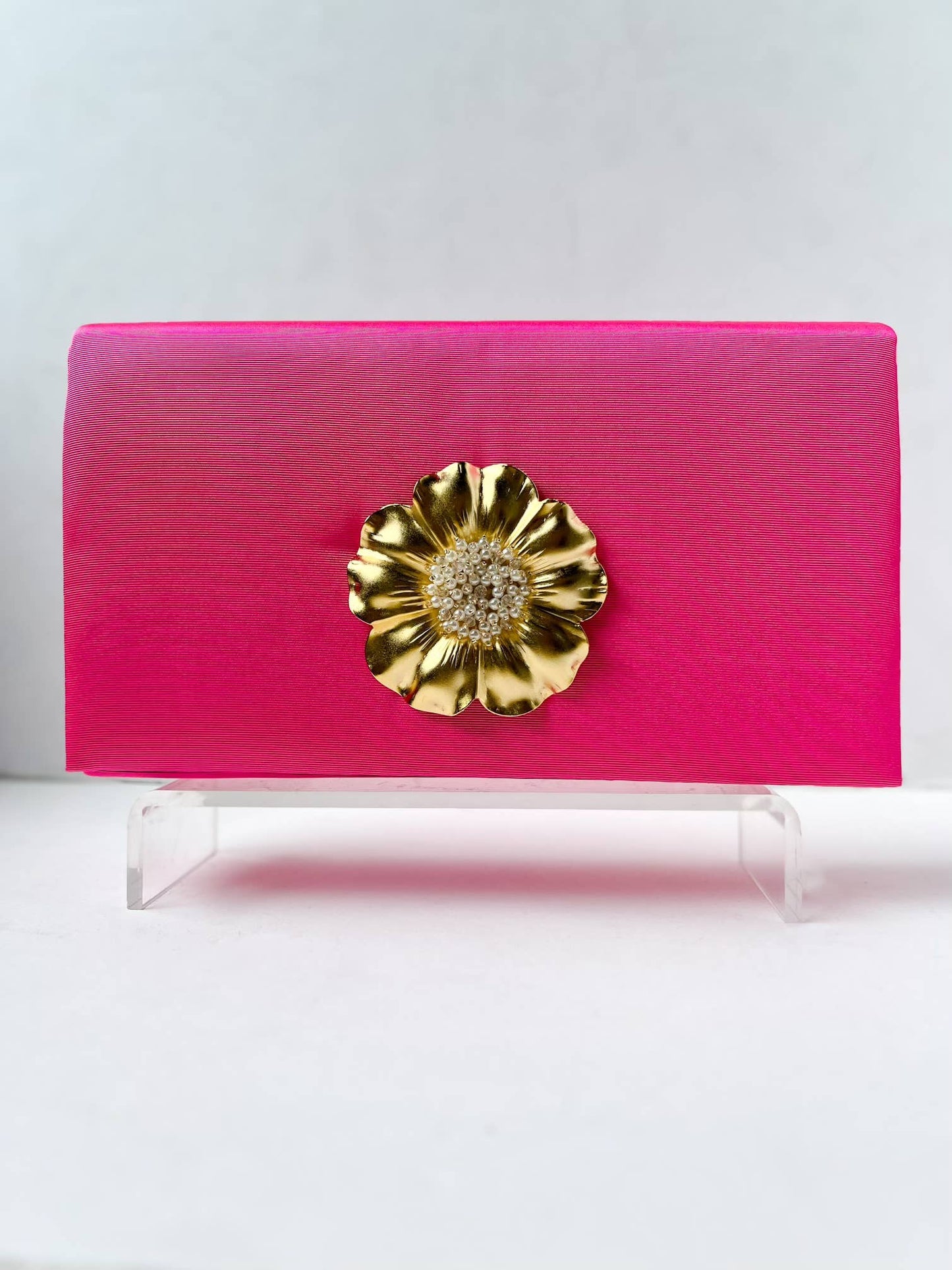 The Avery Pink Gold Blossom Clutch