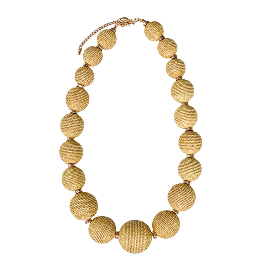 Genevieve Raffia Necklace Linen