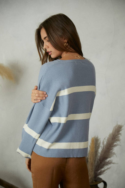 Two Tone Loose Knit - Dusty Blue
