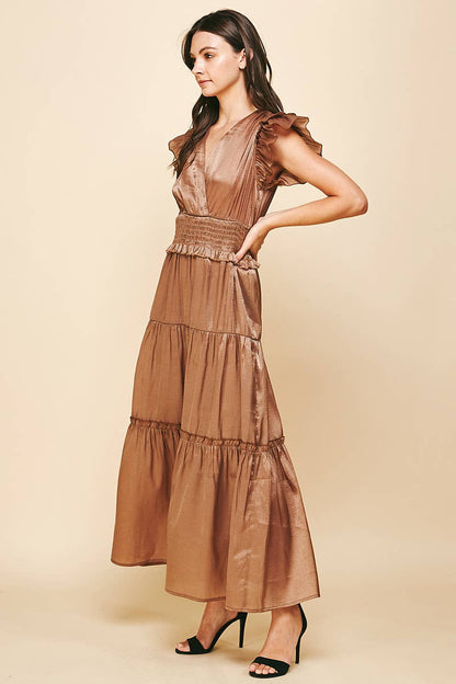 Satin Tiered Maxi Dress