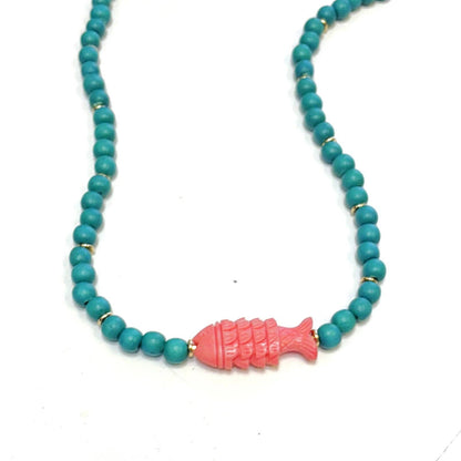 Necklace / Teal Hazel Fish