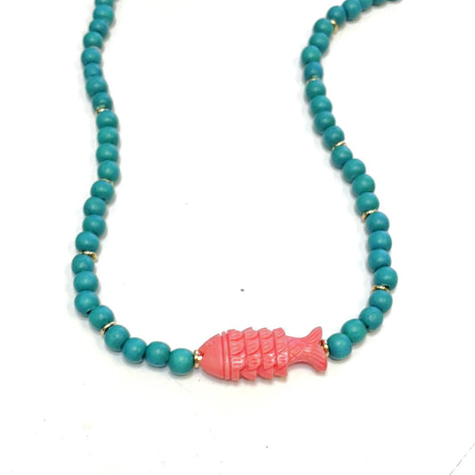 Necklace / Teal Hazel Fish