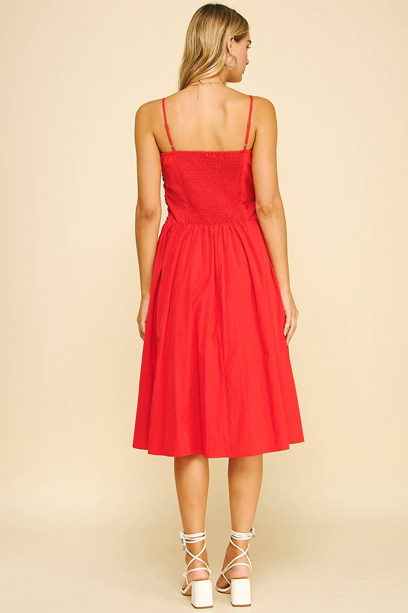 Midi Shirred Bodice / Red