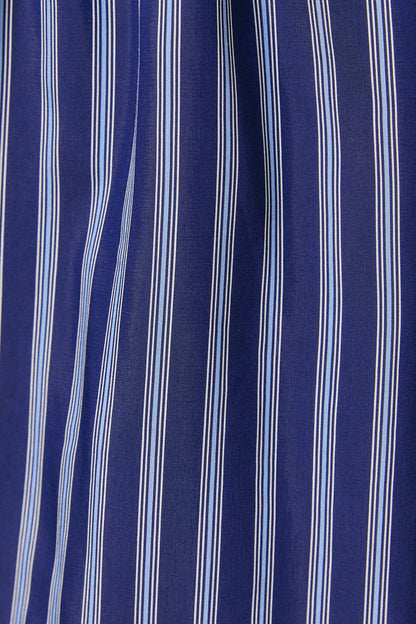 Dresses / Smocked Shoulder Tie Mini / Stripe / Blue