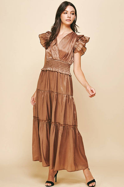 Satin Tiered Maxi Dress