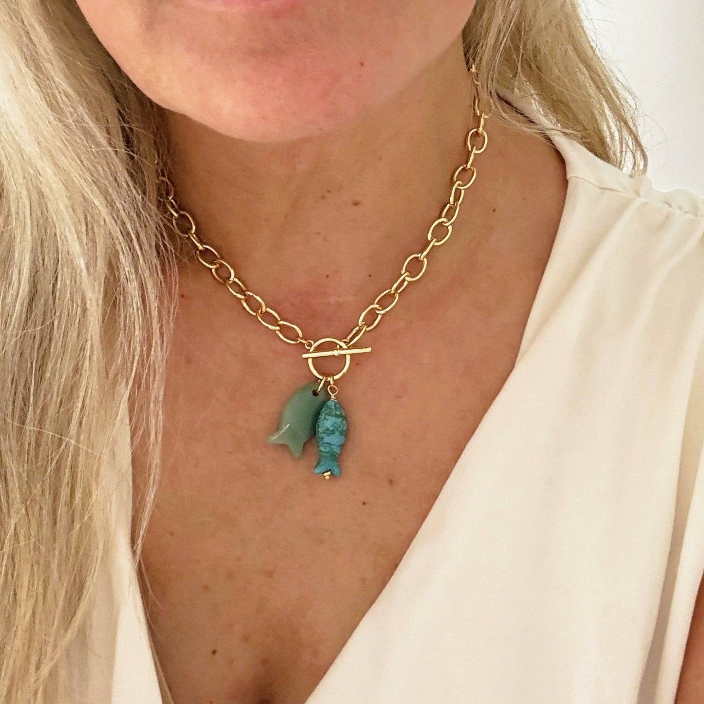 Shay Fish Toggle Necklace / Blue