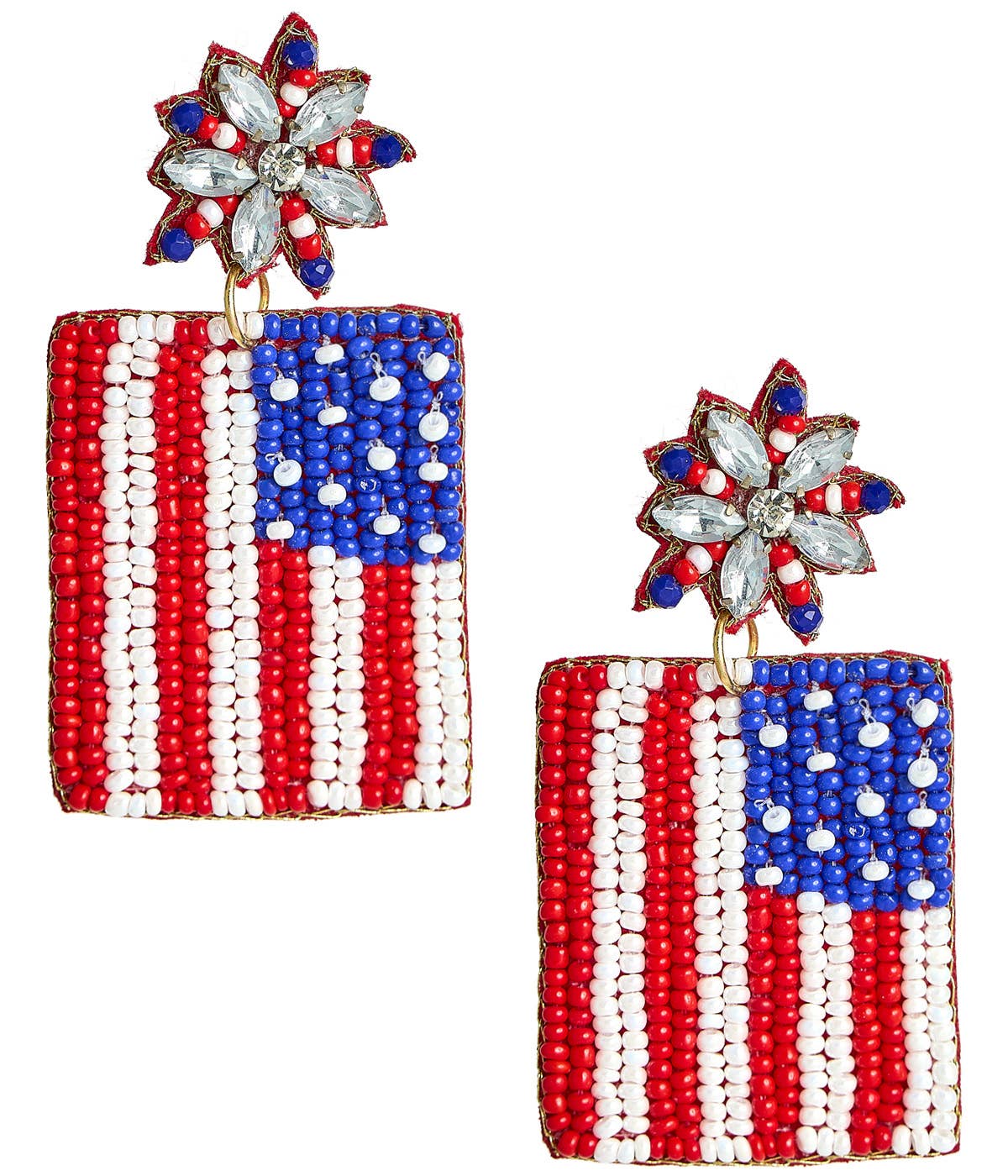 Earrings / American Flag Beaded