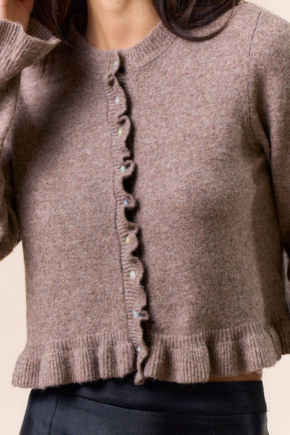 Sweaters / Long Sleeve Button Down Cardi / Mocha