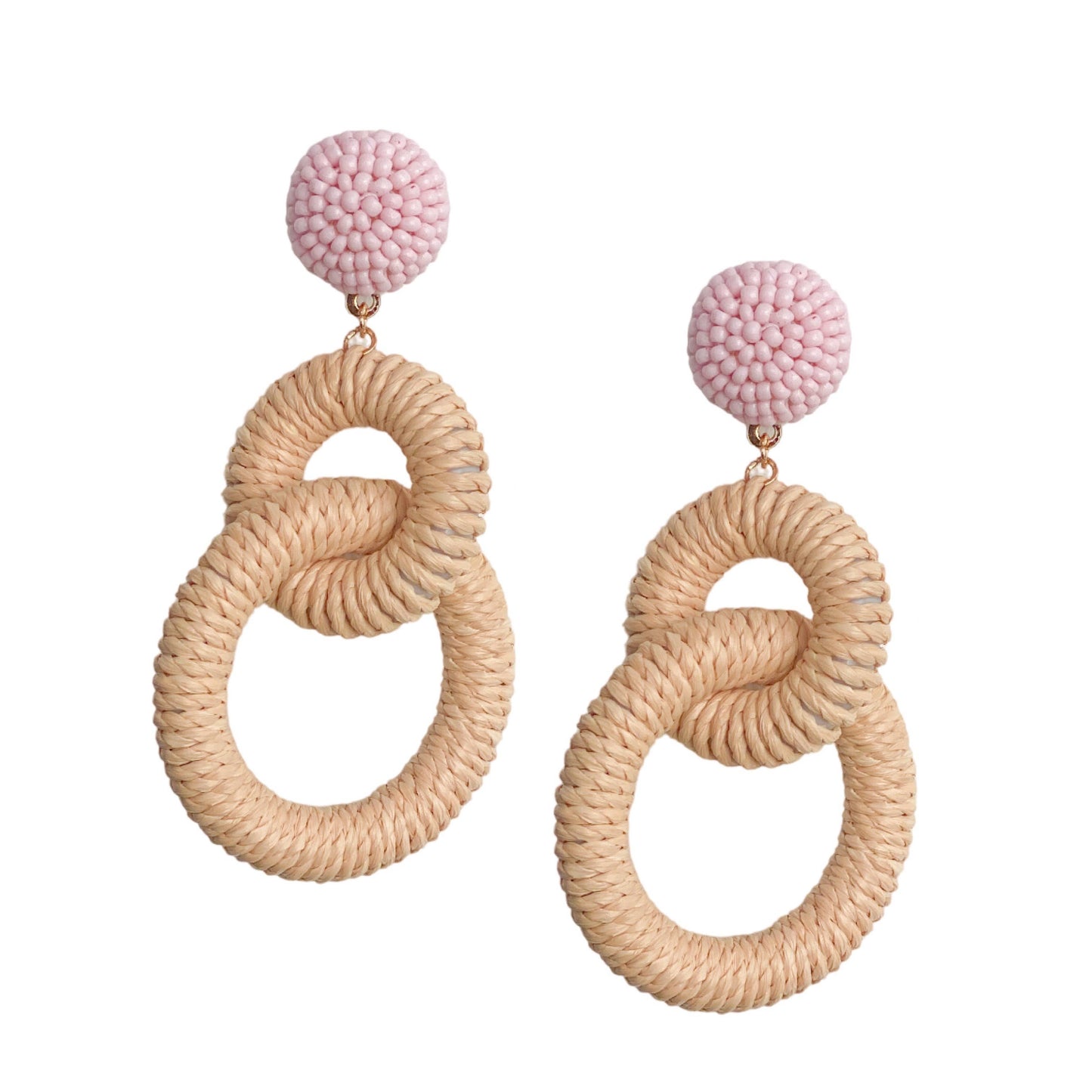 Earrings / Nantucket Raffia / Natural Pink