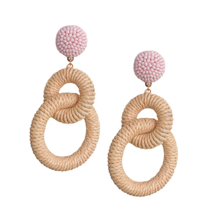 Earrings / Nantucket Raffia / Natural Pink