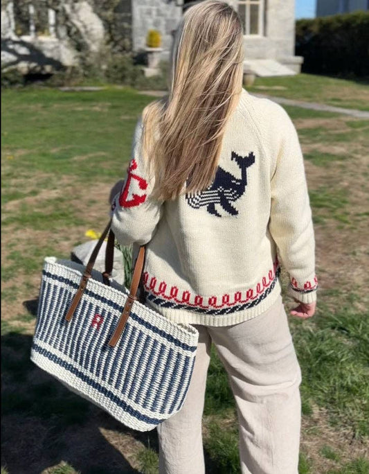 Sweaters / Cape Cod  Navy Whale Varsity Cardigan