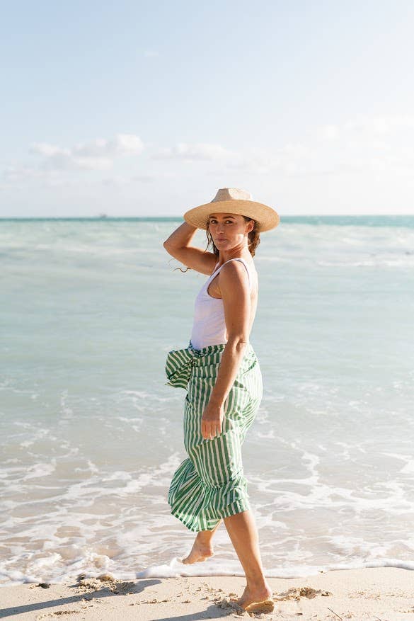 Sarong /  Vienna Green and White Stripe  O/S