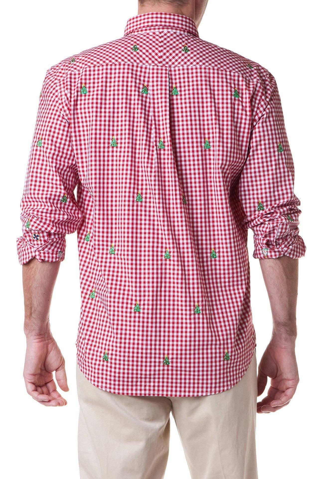 The Straight Wharf Gingham Shirt / Red / Christmas Trees