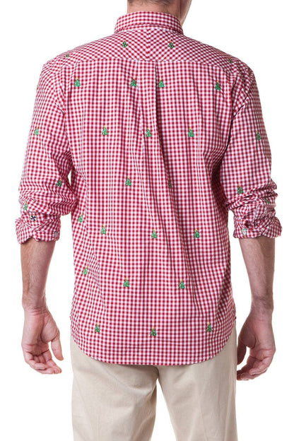 Castaway / The Straight Wharf Gingham Shirt / Red / Christmas Trees