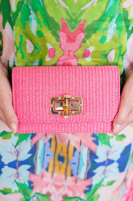 Straw Lilly Clutch / Pink