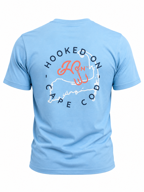 Hooked On Cape Cod Classic Tee Sky Blue