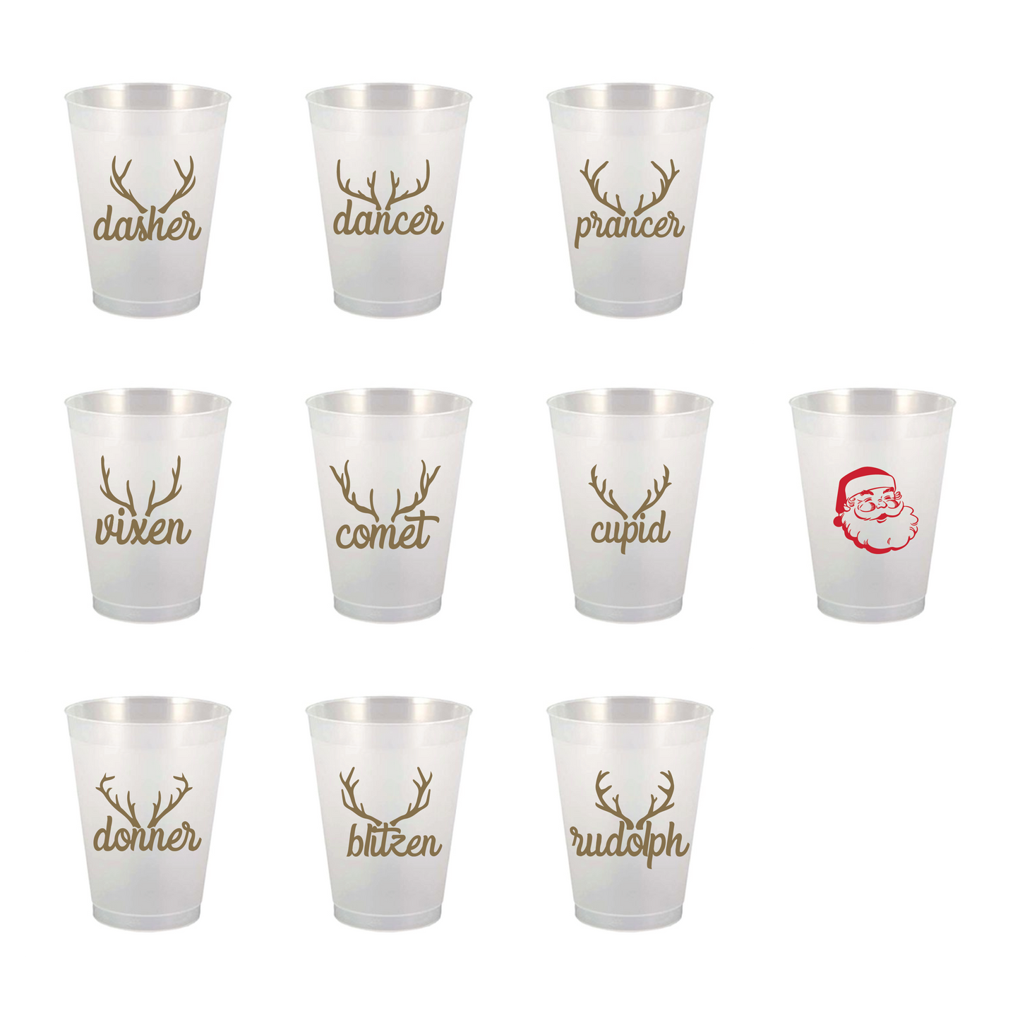 Frosted Santa & Reindeer Cups