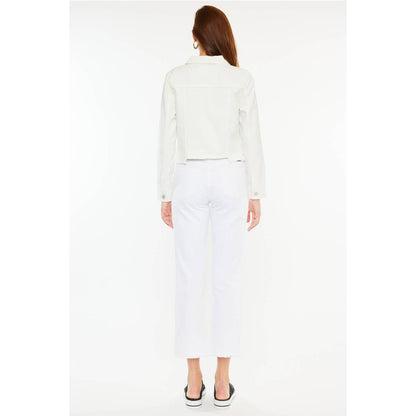 The Bianca Distressed Denim Jacket / White