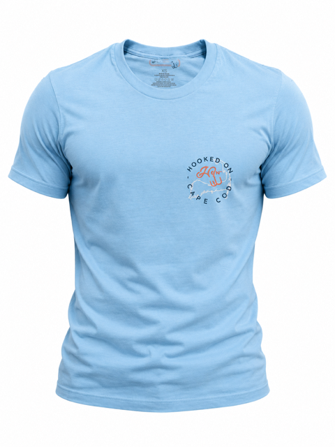 Hooked On Cape Cod Classic Tee Sky Blue