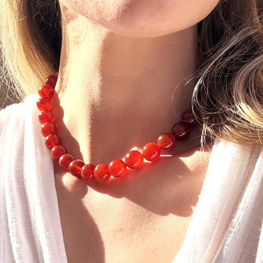 Necklace / Nia Chunky Carnelian Bead 16 inch
