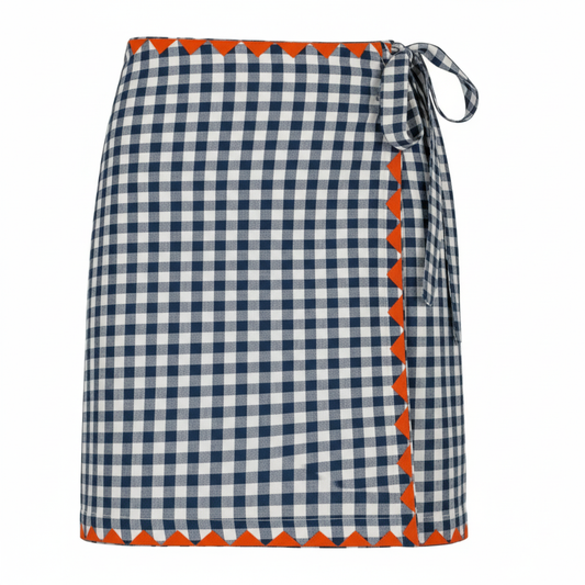 Sarong /  Navy Gingham Marina / One Size