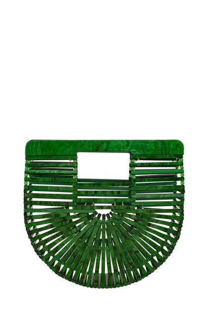 Acrylic Bamboo Clutch Handbag / Green