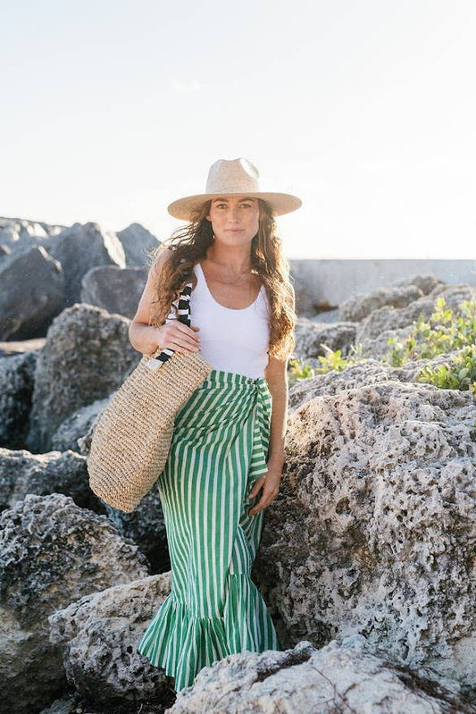 Sarong /  Vienna Green and White Stripe  O/S
