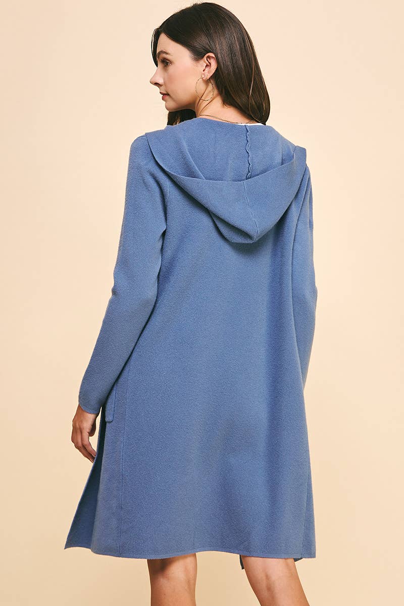The Shawl Collar Open Knit Hooded Cardigan