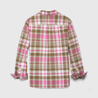 Button Down / The Brian Washed Slub Twill Plaid  / Olive / Rose