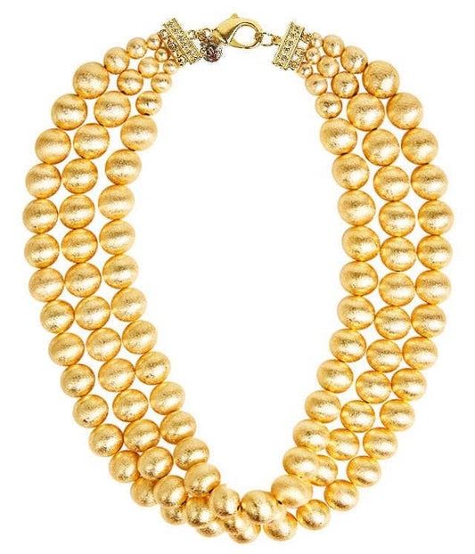 Necklace / Diana Gold Triple Strand Beaded