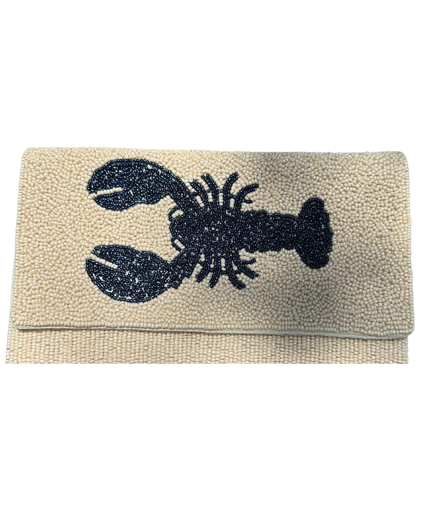 Beaded Harper Cream with Navy Lobster Clutch