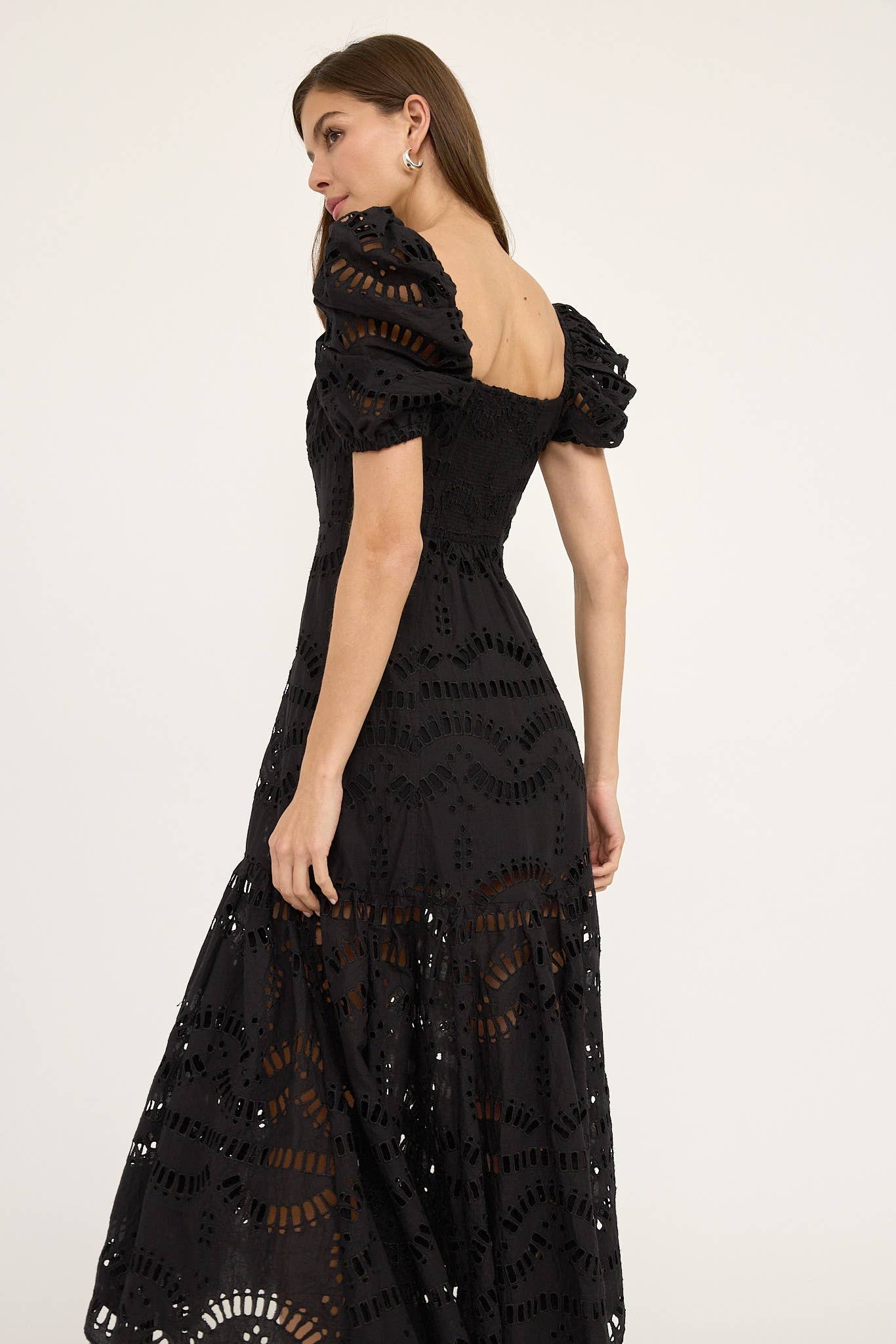 The Eyelet Tiered Dress / Black