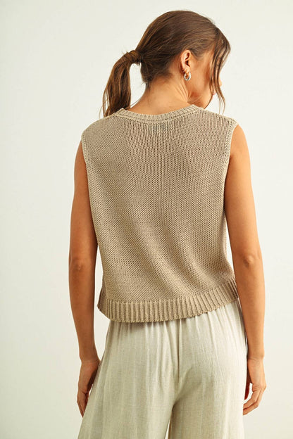 Tops / Sleeveless Knit / Stone